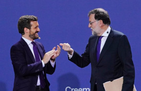 ep el lider del pp pablo casado y el expresidente rajoy en la convencion nacional del pp celebrada