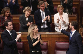 ep el presidente del pp pablo casado agradece el aplauso de la bancada popular tras su intervencion