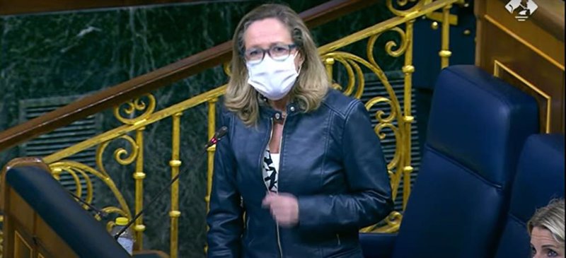 La vicepresidenta primera y ministra de Asuntos Económicos y Transformación Digital, Nadia Calviño, durante la sesión de control al Gobierno, a 16 de marzo de 2022, en Madrid. | CONGRESO DE LOS DIPUTADOS ep la vicepresidenta primera y ministra de asuntos economicos y transformacion digital nadia calvino 20220316122709