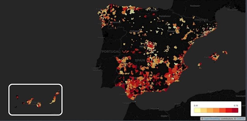 Nivel de desigualdad en renta en los municipios españoles de más de 50.000 habitantes (Fedea, año 2014) | EPDATA ep nivel de desigualdad en renta en los municipios espanoles de mas de 50000 habitantes fedea ano