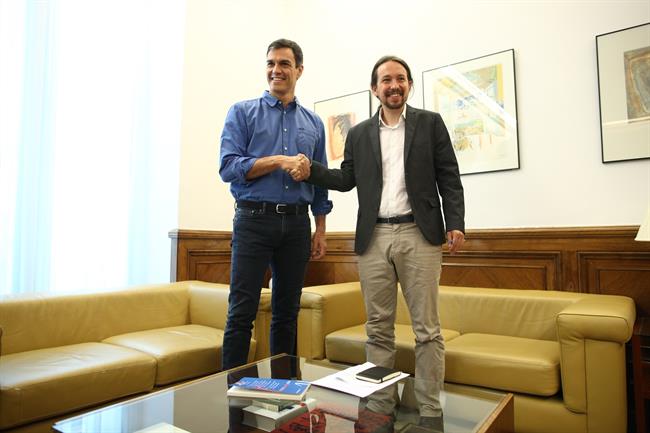 Pedro Sánchez y Pablo Iglesias se reúnen en el Congreso | EUROPA PRESS ep pedro sanchezpablo iglesiasreunencongreso
