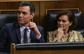 ep el presidente pedro sanchez y la vicepresidenta carmen calvo en el pleno del congreso