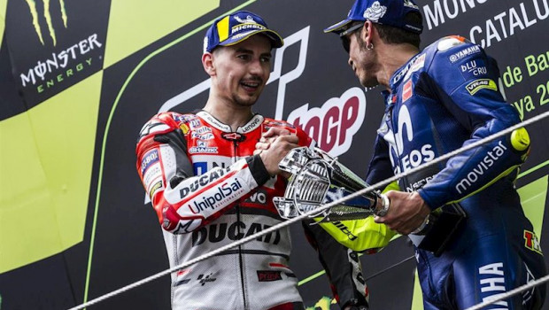 ep jorge lorenzo 99 esp ducati team and valentino rossi 46 ita movistar yamaha motogp during the