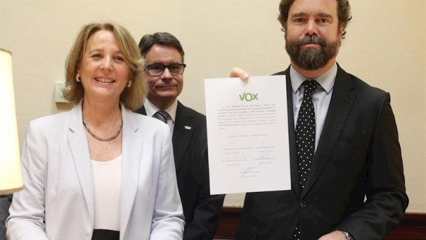 ep la diputada de vox lourdes mendez-monasterio y el portavoz de vox en el congreso ivan espinosa de