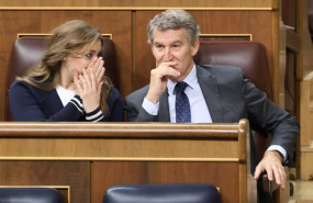 ep la portavoz del grupo popular en el congreso ester munoz y el presidente del pp alberto nunez