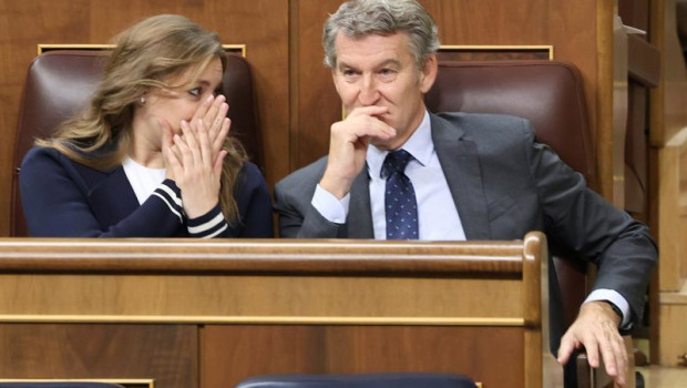 ep la portavoz del grupo popular en el congreso ester munoz y el presidente del pp alberto nunez