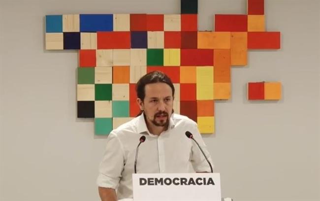 El secretario general de Podemos, Pablo Iglesias, en rueda de prensa por el 1-O | PODEMOS ep secretario generalpodemos pablo iglesias en ruedaprensa1-o
