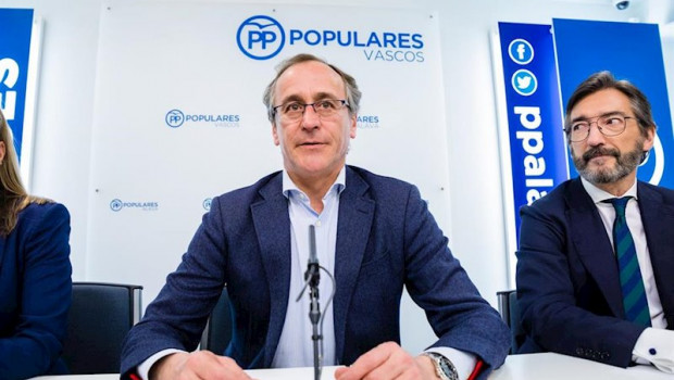 ep alfonso alonso e inaki oyarzabal durante una reunion en vitoria de la junta directiva del pp
