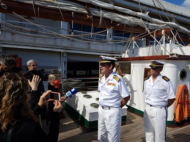 El comandante del 'Juan Sebastián Elcano' a su llegada a Nueva York | ARMADA ep comandante del juan sebastian elcano allegadanueva york