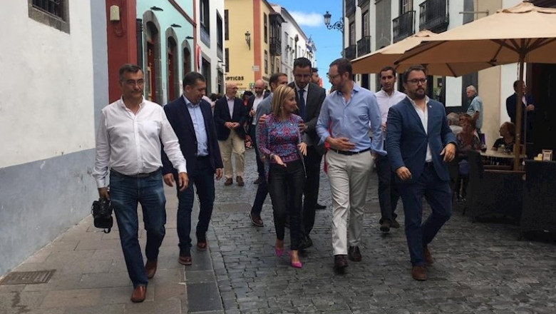ep el portavoz del pp en el senado javier maroto pasea por la palma con cargos organicos y