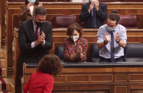 ep i-d el presidente del gobierno pedro sanchez la vicepresidenta primera carmen calvo y el
