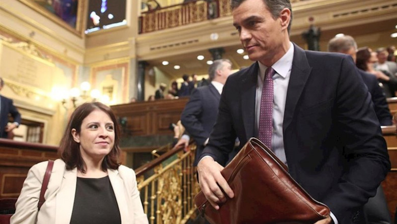 ep la portavoz del psoe en el congreso de los diputados adriana lastra y el presidente de gobierno
