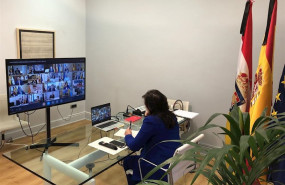ep la presidenta del gobierno de la rioja concha andreu en la videoconferencia semanal con pedro