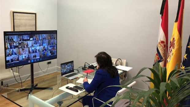 ep la presidenta del gobierno de la rioja concha andreu en la videoconferencia semanal con pedro