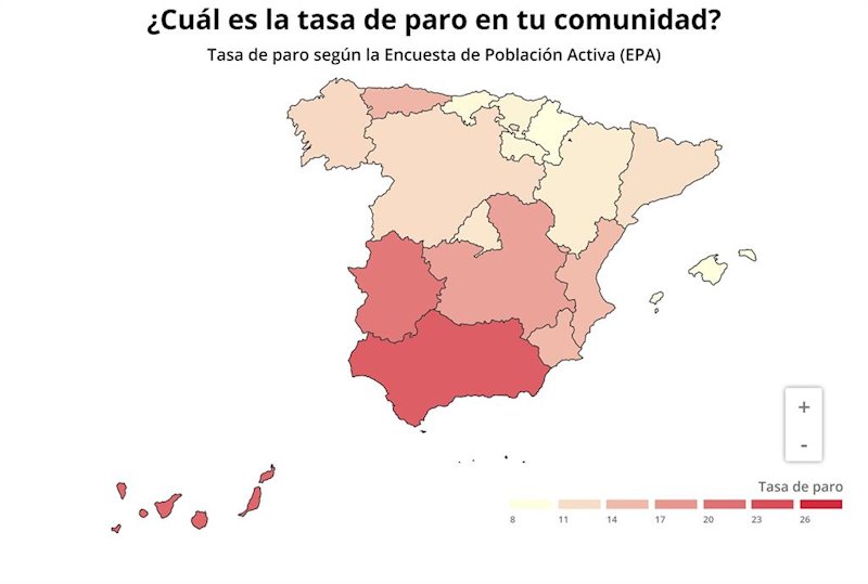 ep la tasa de paro en cada comunidad autonoma en datos en el tercer trimestre de 2019 ine