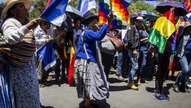 ep manifestacion a favor del ex presidente boliviano evo morales en cochabamba imagen de archivo