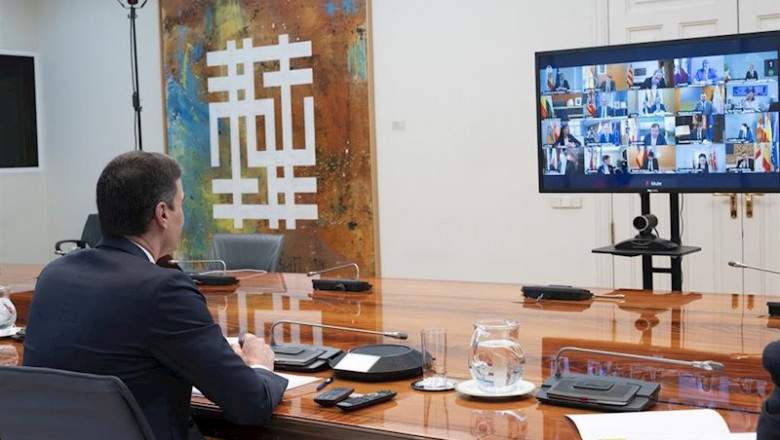 ep sanchez se reune por videoconferencia con los presidentes autonomicos en madrid espana a 5 de