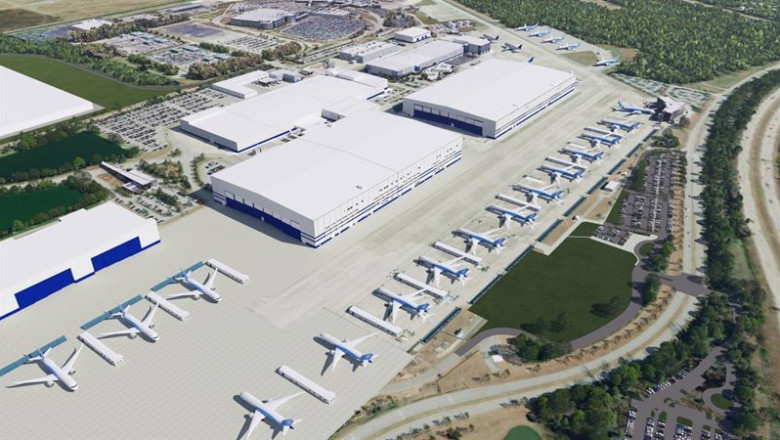 A rendering of Boeing’s Second 787 Final Assembly Building when complete (Credit: Boeing) | TODD REED ep a rendering of boeings second 787 final assembly building when complete credit boeing