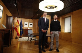 ep el presidente del gobierno en funciones pedro sanchez con el secretario general de unidas podemos