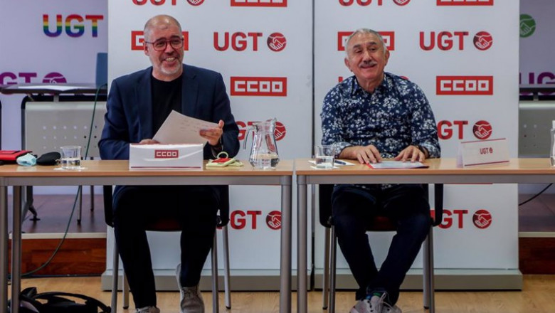 El secretario general de la Unión General de Trabajadores (UGT), Pepe Álvarez (d)y el secretario general de Comisiones Obreras (CCOO), Unai Sordo (i) | Ricardo Rubio - Europa Press ep el secretario general de la union general de trabajadores ugt pepe alvarez dy el secretario