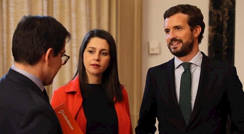 La portavoz de Ciudadanos en el Congreso, Inés Arrimadas, y el presidente del PP, Pablo Casado. | CIUDADANOS ep la portavoz de ciudadanos en el congreso ines arrimadas y el presidente del pp pablo casado