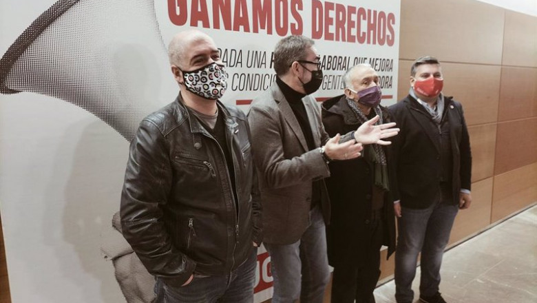 ep los secretarios generales de ccoo unai sordo y ugt pepe alvarez junto a los responsables en c lm