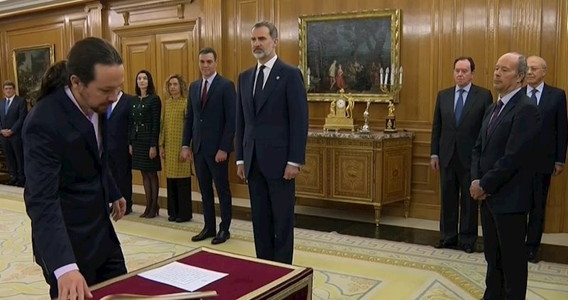 ep el vicepresidente de derechos sociales y agenda 2030 pablo iglesias promete su cargo ante el rey
