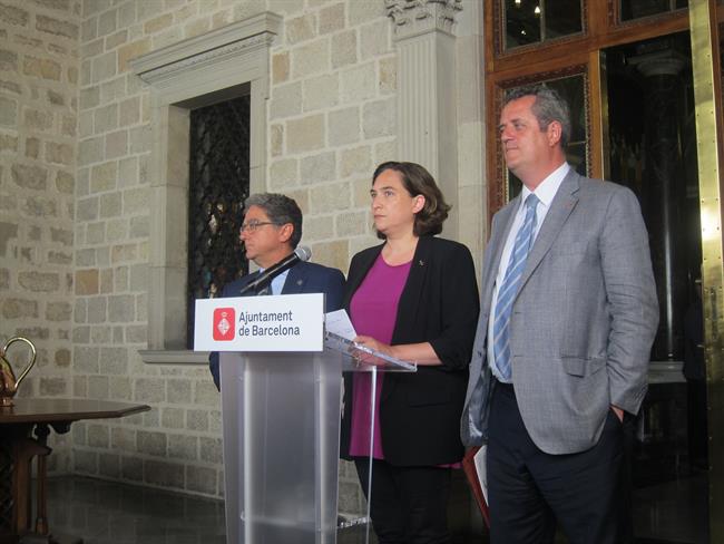 A. Colau, J. Forn y E. Millo en la junta local de seguridad. | EUROPA PRESS ep a colau j forne millola junta localseguridad