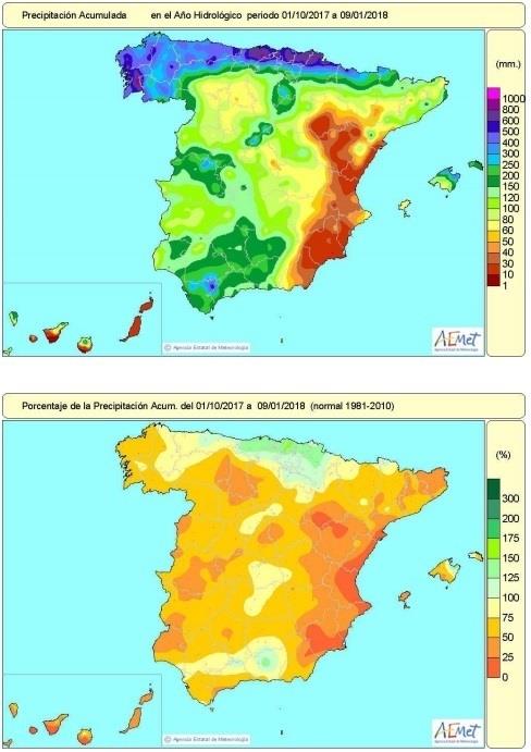 ep distribucionlluvias acumuladasconjuntoespana9enero
