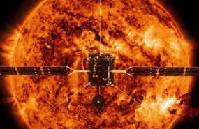 ep impresion artistica de solar orbiter frente al sol basada en una imagen tomada por el