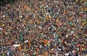 ep llegada de las columnas de berga y vic que forman parte de las marchas por la libertad iniciadas