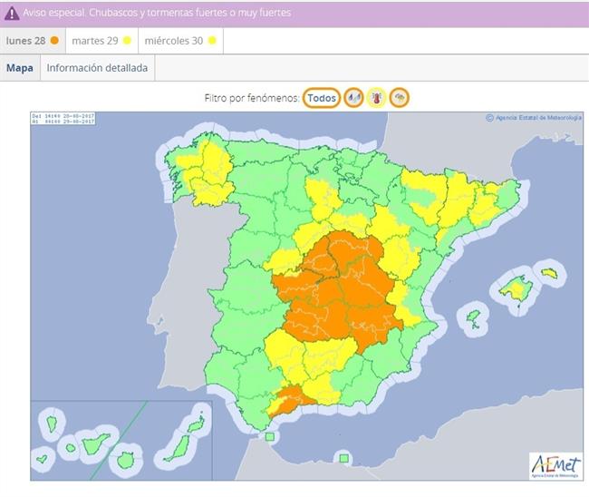 La AEMET Alerta Por Tormentas Muy Fuertes En Amplias áreas De La ...