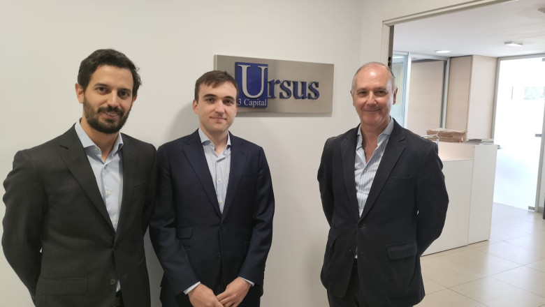Carlos Escámez (izda.) Miguel Carretero (centro), cofundadores de Fynce. Juan Jurado (dcha.), director general de Ursus-3 Capital. ursus fynce