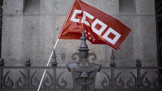 ep archivo   una bandera de ccoo a 14 de julio de 2021 en madrid espana