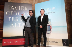 ep el ganador del 68 premio planeta javier cercas y el finalista del galardon manuel vilas presentan
