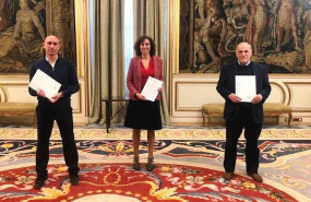 ep el presidente de la rfef luis rubiales la del csd irene lozano y el de laliga javier tebas