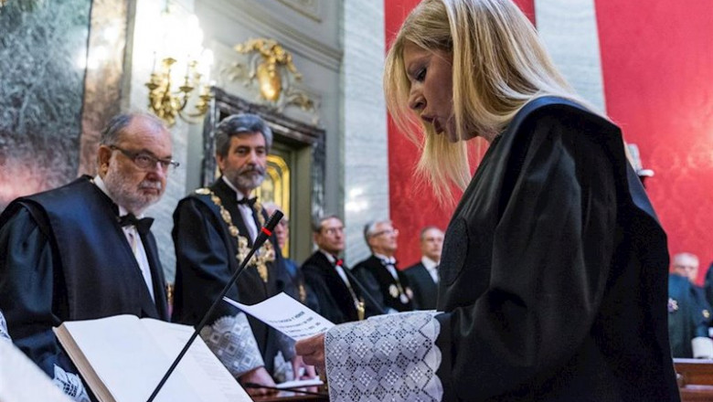 La magistrada Susana Polo García durante el acto de toma de posesión como nueva magistrada del Tribunal Supremo | POOL - Archivo ep la magistrada susana polo garcia durante el acto de toma de posesion como nueva magistrada del