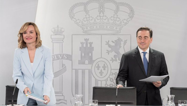 ep la ministra portavoz pilar alegria y el ministro de asuntos exteriores union europea y