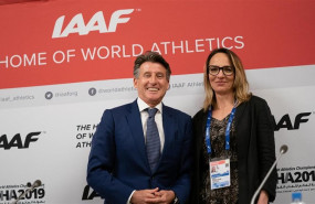 ep sebastian coe junto a la colombiana ximena restrepo tras ser elegidos presidente y vicepresidenta
