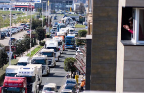 ep archivo   varios camiones en una marcha convocada desde el poligono de raos hasta el centro botin