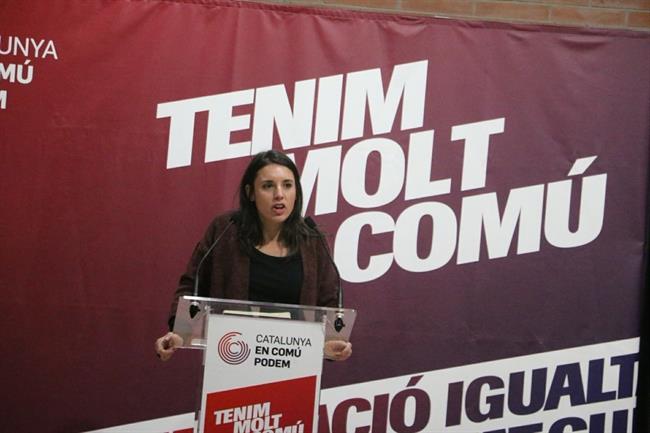 Irene Montero en un acto en Terrassa (Barcelona) | CATALUNYA EN COMÚ ep irene monteroun actoterrassa barcelona