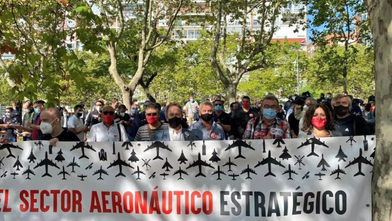 Manifestación sector aeroespacial 22 de septiembre 2020. | UGT ep manifestacion sector aeroespacial 22 de septiembre 2020