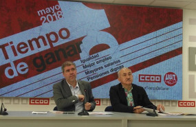 ep unai sordo secretario general de ccoo y pepe alvarez el secretario de ugt