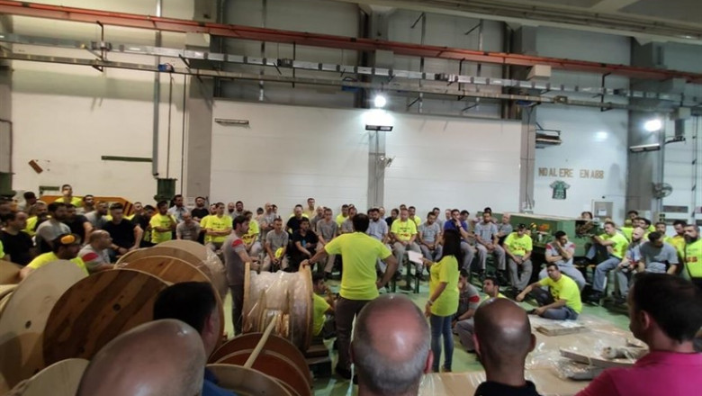 Asamblea de trabajadores de ABB en el interior de su fábrica en Córdoba, en una imagen de archivo. | CCOO ep asambleatrabajadoresabbinteriorsu fabricacordoba enimagenarchivo
