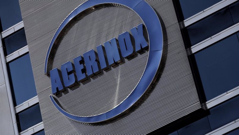 ep detalle del logo de acerinox en el edificio de su sede en madrid