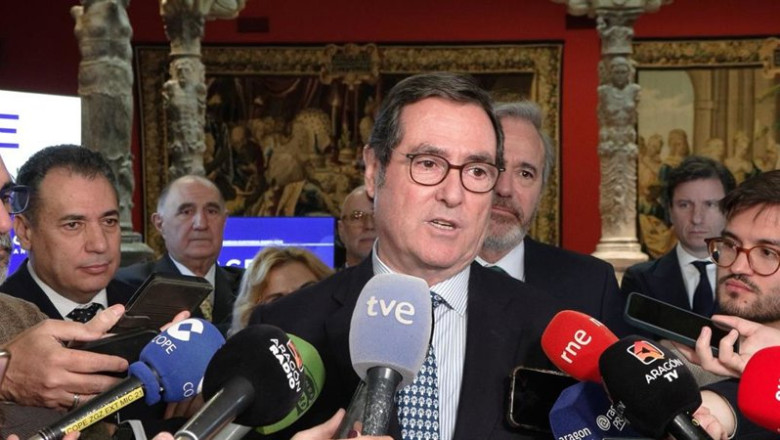El presidente de CEOE, Antonio Garamendi, este lunes en Zaragoza. | EUROPA PRESS ep el presidente de ceoe antonio garamendi este lunes en zaragoza