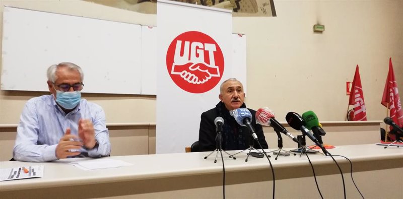 ep jesus santos secretario general de ugt en navarra y pepe alvarez secretario confederal de ugt
