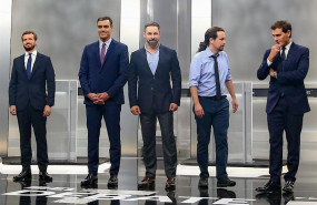 ep pedro sanchez pablo casado pablo iglesias albert rivera y santiago abascal antes del debate ep pedro sanchez pablo casado pablo iglesias albert rivera y santiago abascal antes del debate