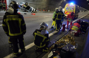 ep economia  autopistas simula un accidente en el tunel de guadarrama para concienciar sobre la