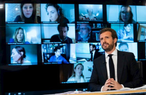 ep el lider del pp pablo casado comparece este lunes en rueda de prensa a traves de la plataforma